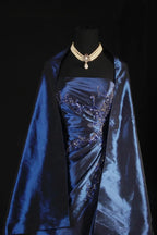 Stunning Blue Strapless Beaded Long Formal Prom Dresses Formal Evening Formal Dresses