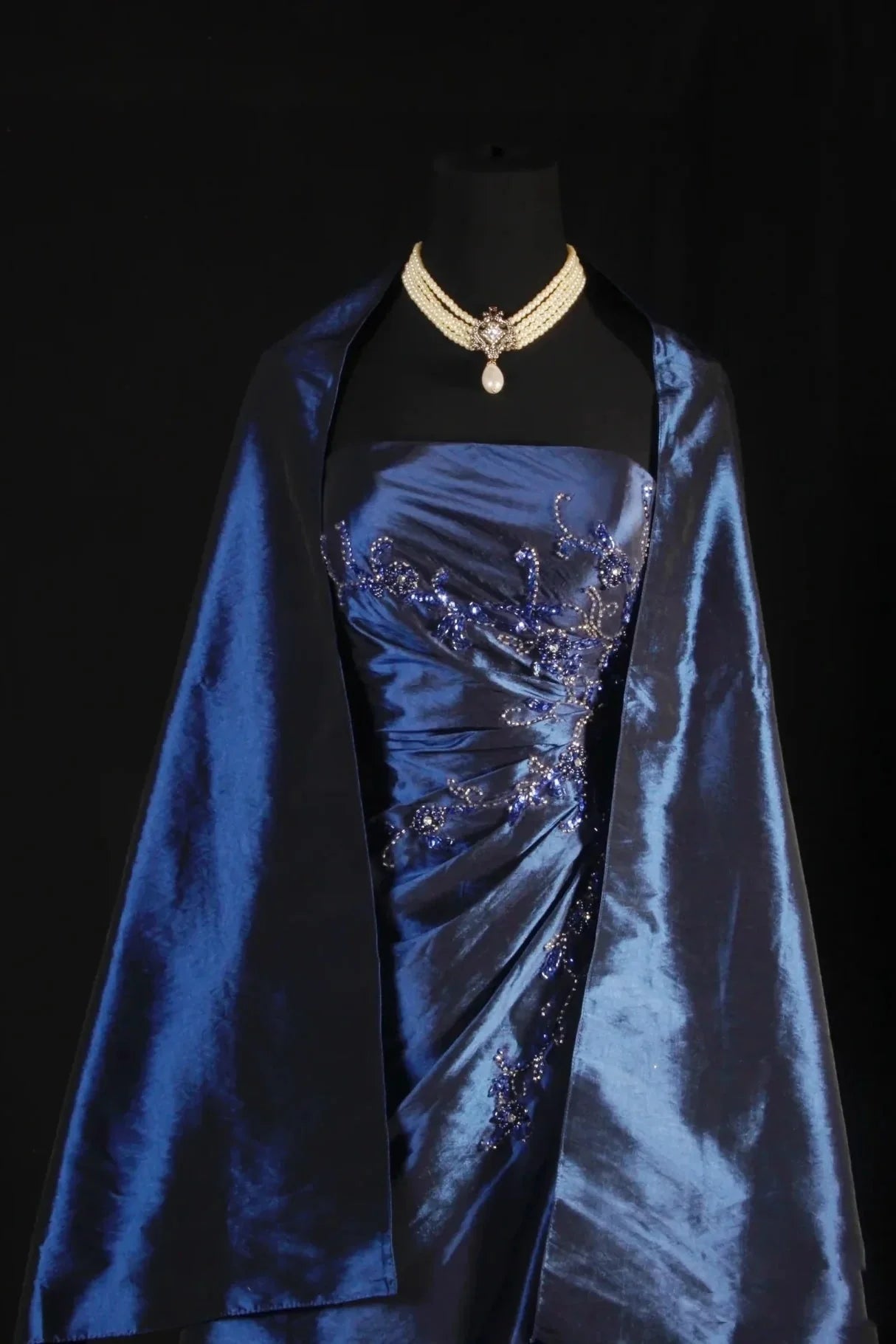 Stunning Blue Strapless Beaded Long Formal Prom Dresses Formal Evening Formal Dresses
