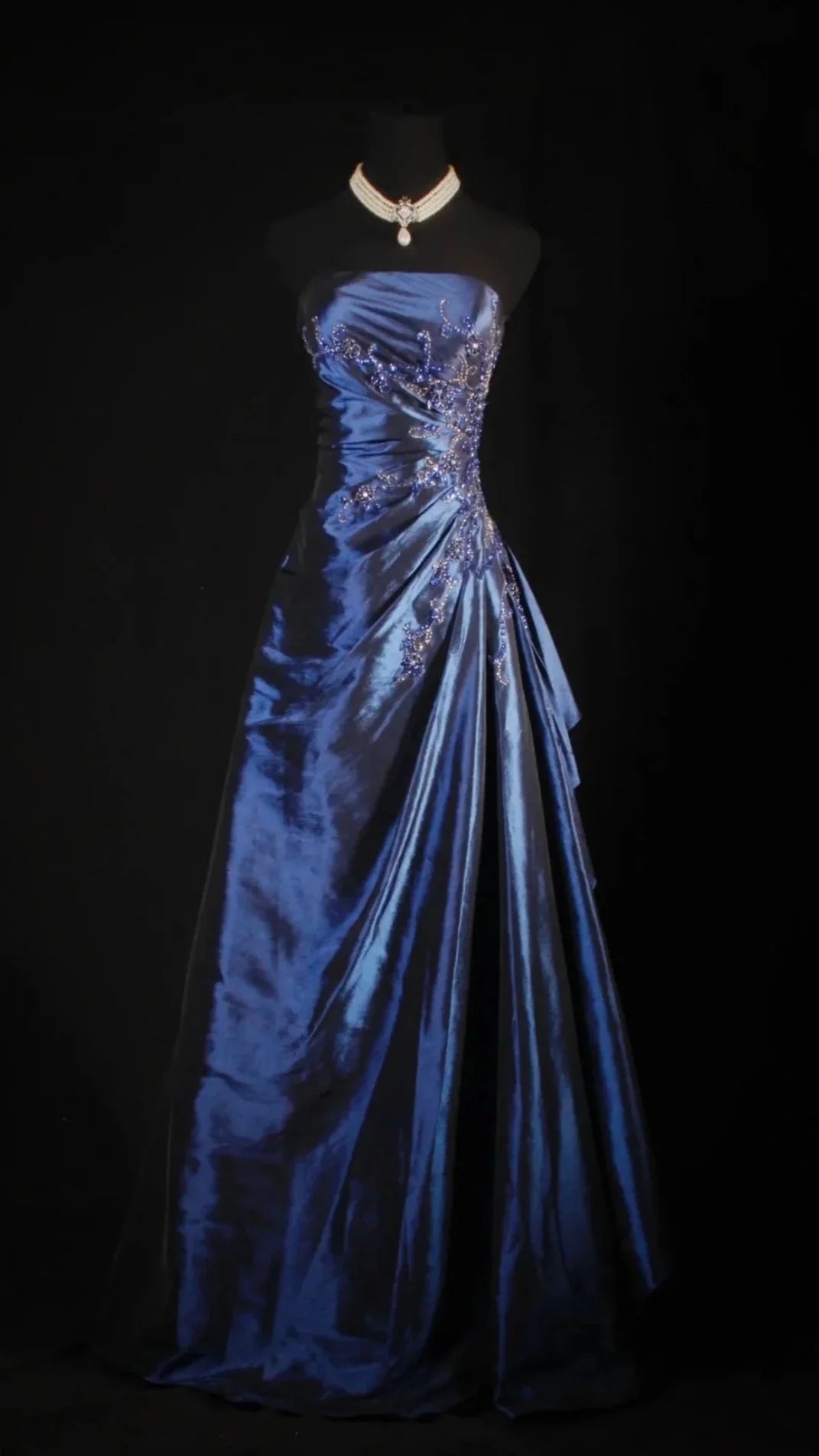 Stunning Blue Strapless Beaded Long Formal Prom Dresses Formal Evening Formal Dresses Main image