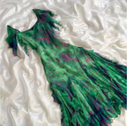Stunning Green Double-Layered Flying Sleeves And Swaying Neck Chiffon Formal Prom Dresses