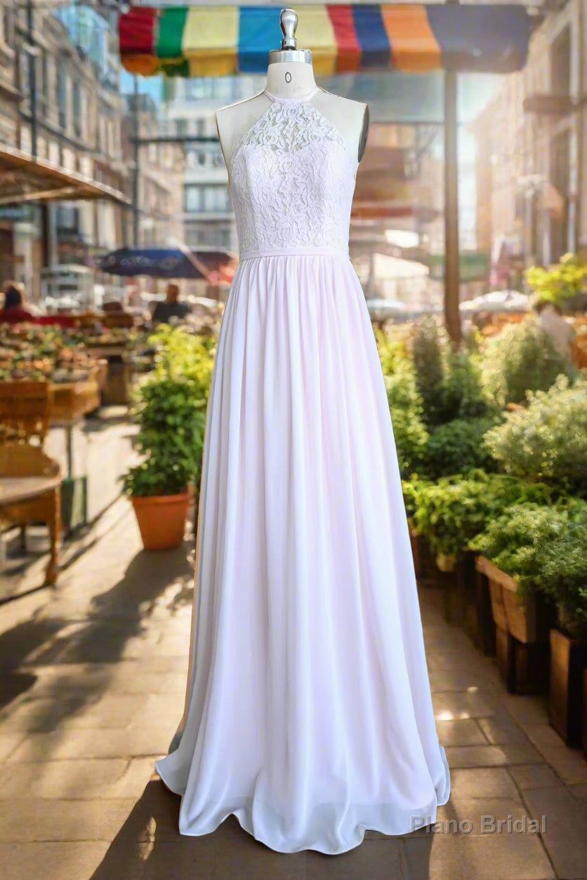Stunning Halter Floor Length Lace/Chiffon Bridesmaid Dresses Main image