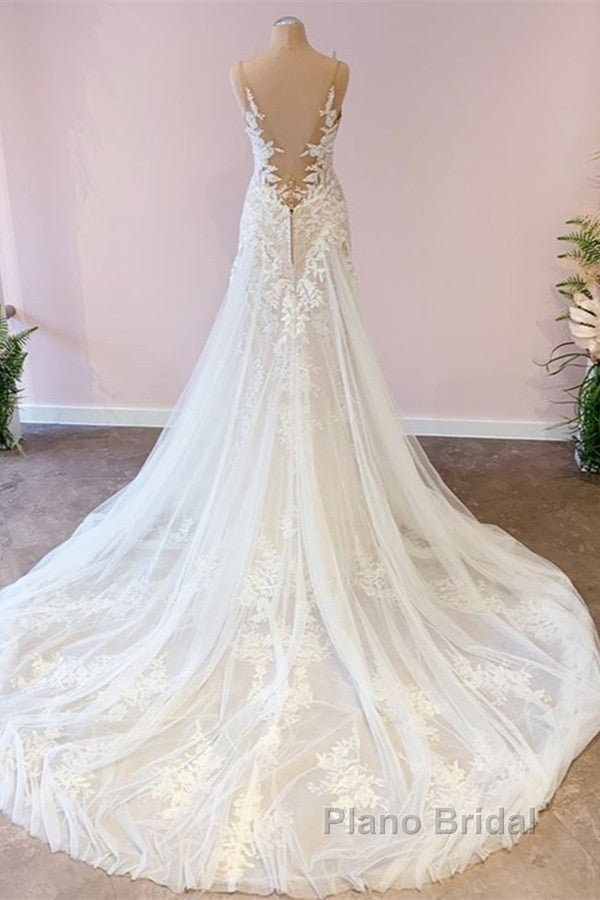 Stunning Long A-Line Tulle Sweetheart Appliques Lace Wedding Dress Secondary image