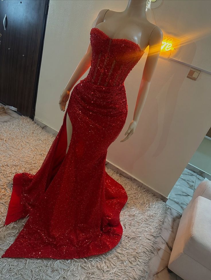 Stunning Mermaid Sweetheart Red Slit Sequin Formal Prom Dresses Inspiration Formal Prom Dresses Princess Graduation Dresses Secondary image