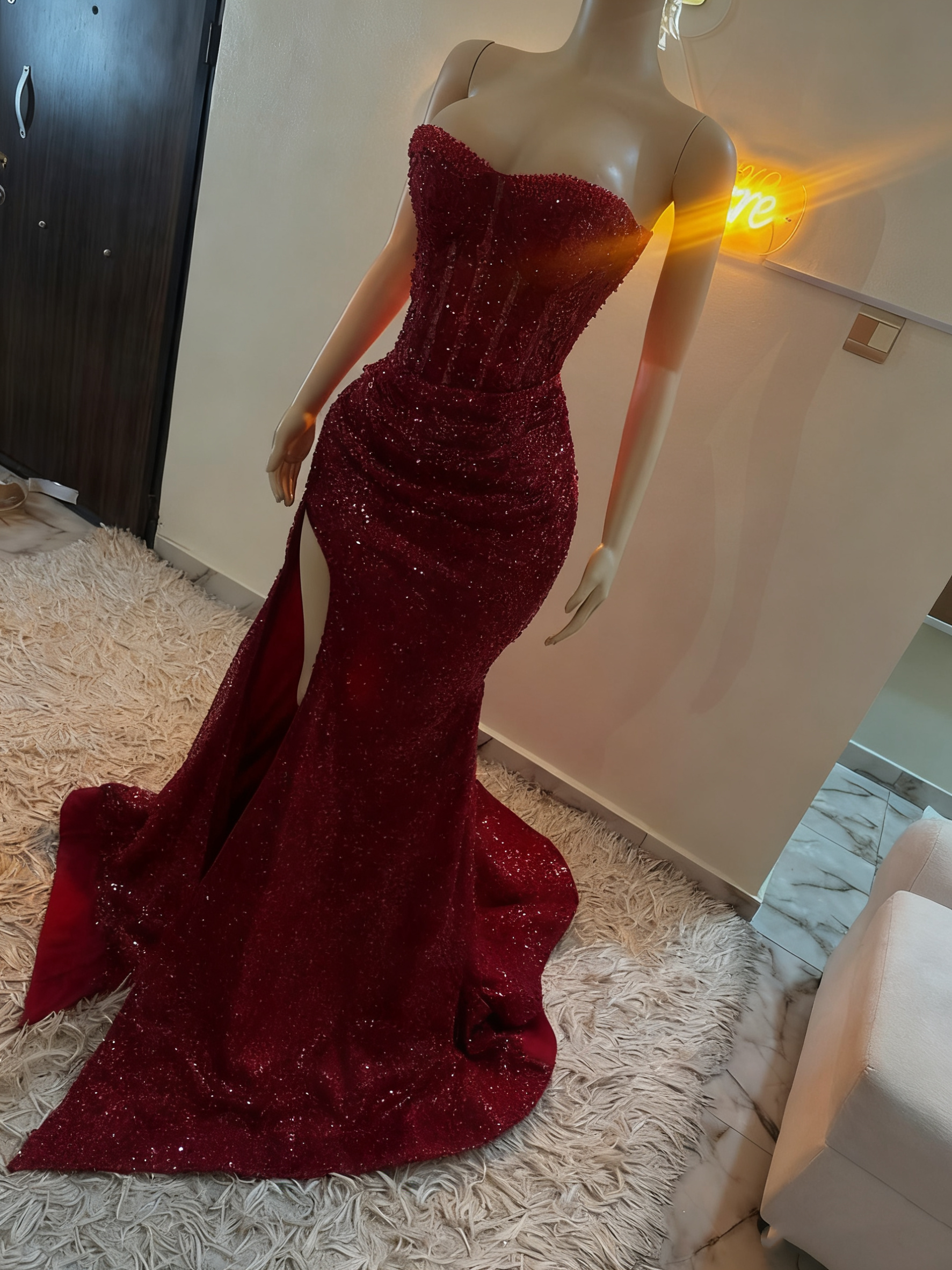 Stunning Mermaid Sweetheart Red Slit Sequin Formal Prom Dresses Inspiration Formal Prom Dresses Princess Graduation Dresses