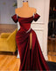 STUNNING OFF-THE-SHOULDER MERMAID Formal Prom Dresses RUFFLES WITH HIGH SPLIT