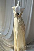 Stunning One Shoulder Beaded Sequin Chiffon Long Formal Prom Dresses Formal Evening Dresses Simple Wedding Dresses
