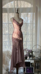 Stunning Pink Backless Beaded Chiffon Long Prom Dress