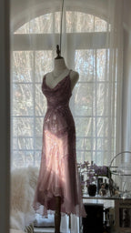 Stunning Pink Backless Beaded Chiffon Long Prom Dress