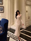 Stunning Sheath Halter Long Sleeves White Date Night Dresses Ruffles Formal Prom Dresses Birthday Outfit
