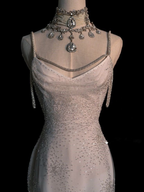 Stunning White Backless Mermaid Shiny Party Gown Wedding Dresses