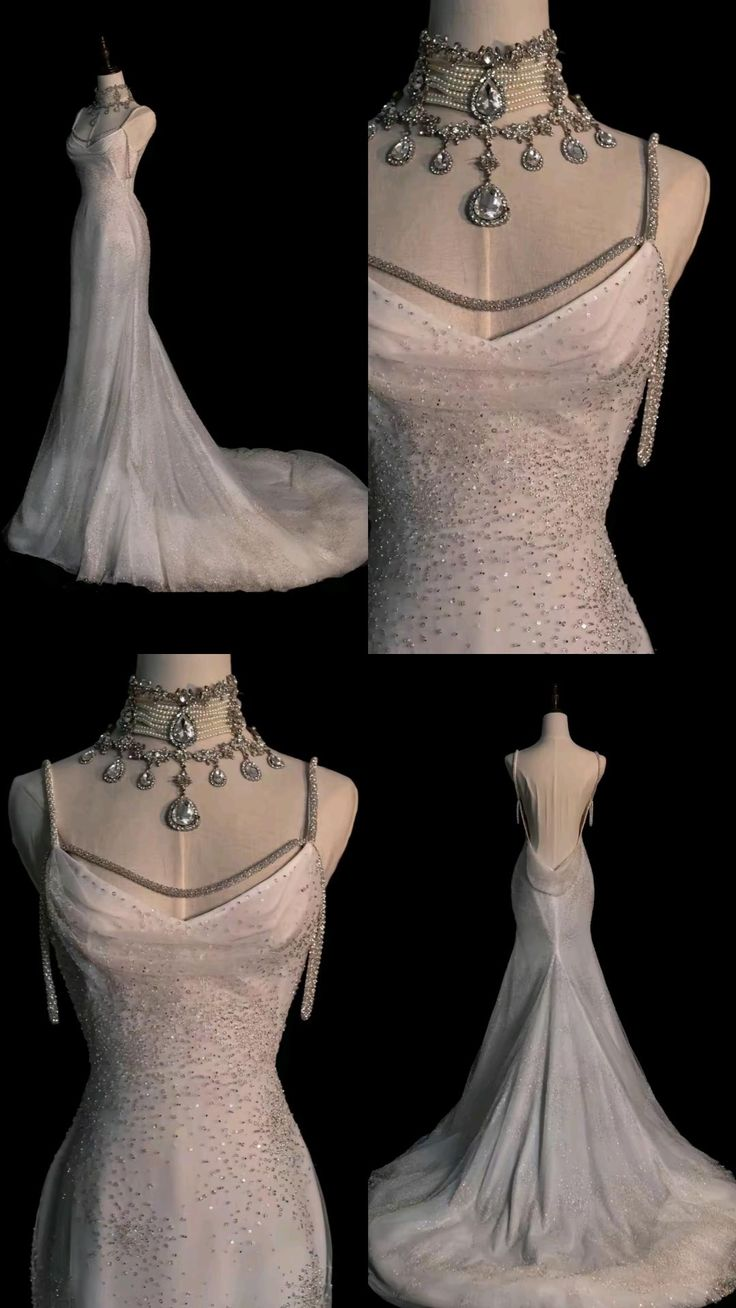 Stunning White Backless Mermaid Shiny Party Gown Wedding Dresses Main image