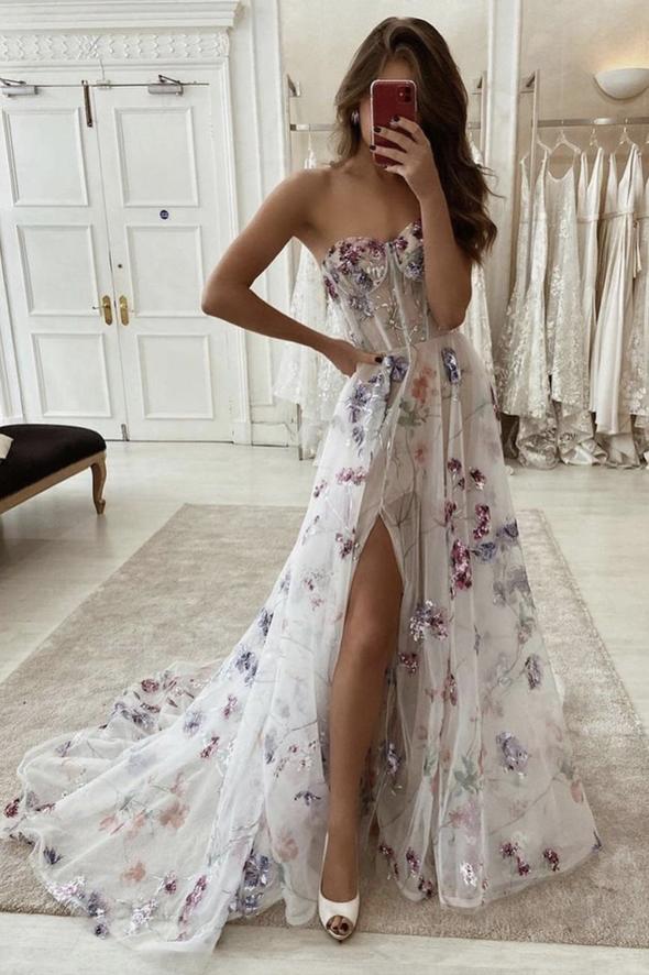 Stylish Lace Long A Line Formal Prom Dresses Formal Evening Dresses Main image