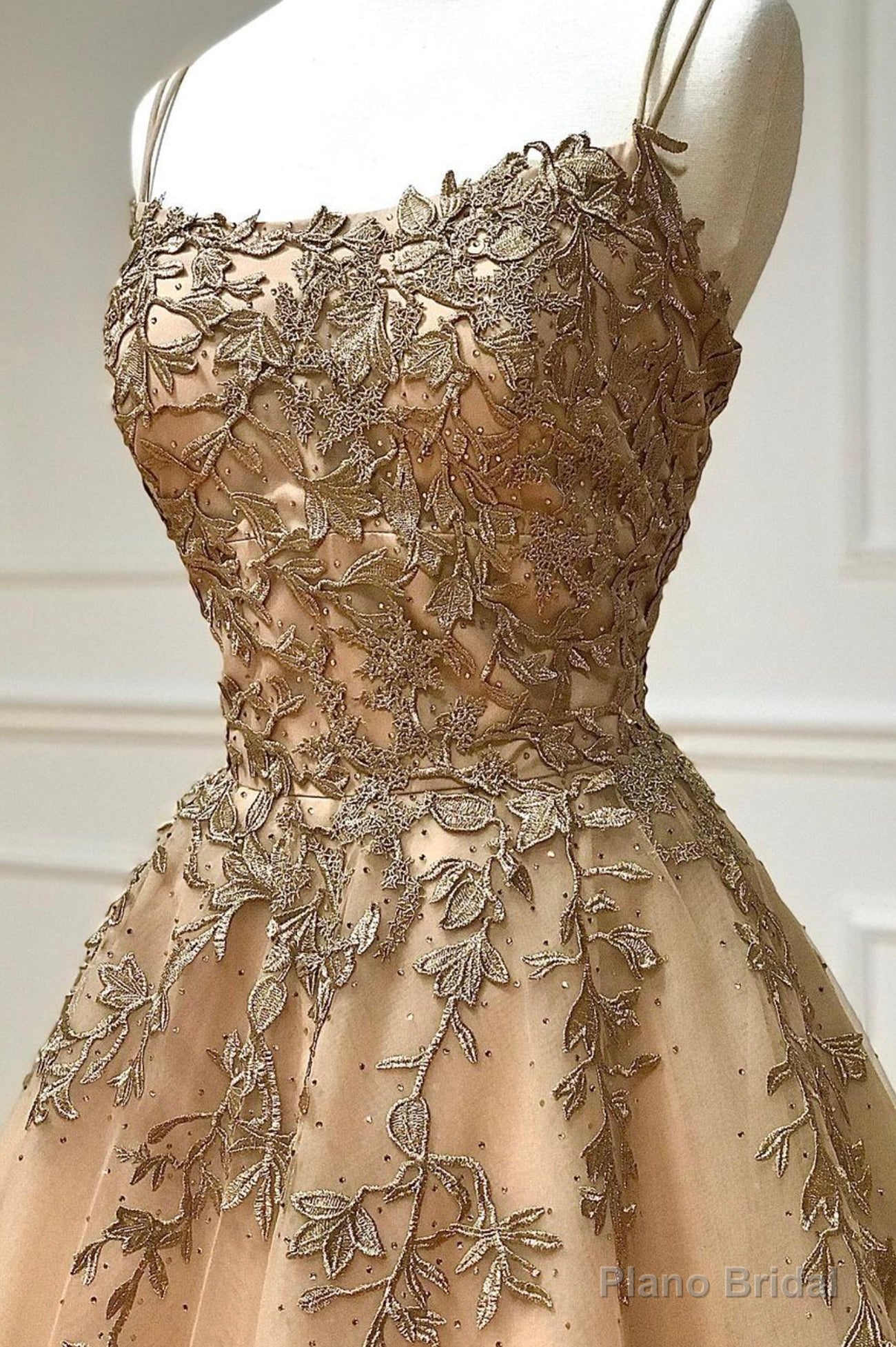 Stylish Tulle Long Prom Dress with Lace, A-Line Backless Formal Evening Dress Secondary image