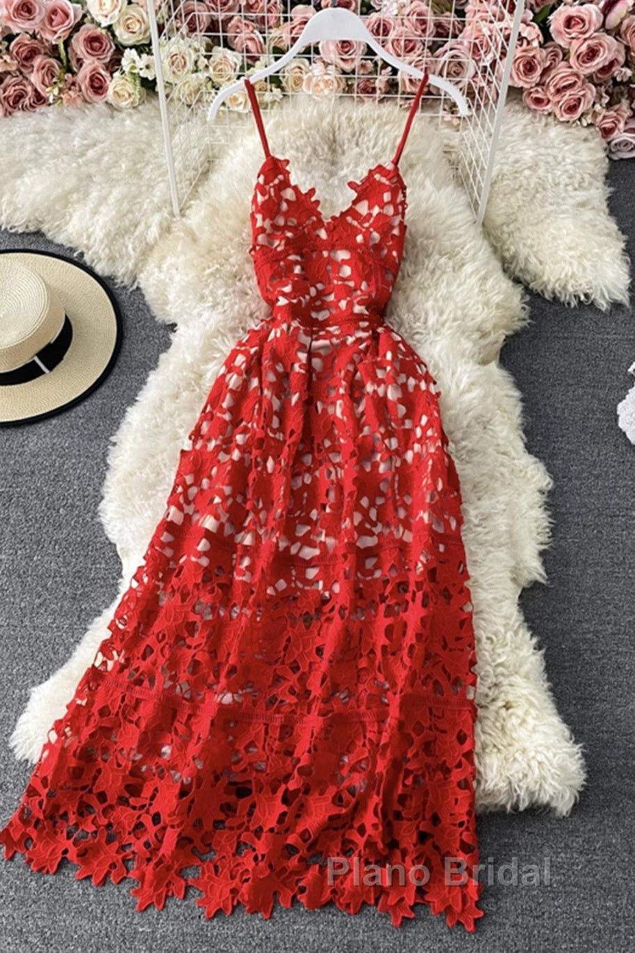 Stylish V Neck Lace Dresses A Line Party Dresses Long Formal Prom Dresses,Sexy Party Dresses Secondary image