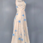 Sweet A-Line 3D Floral Embroidery Tulle Long Formal Prom Dresses