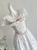 Sweet And Cute White Doll Collar Printed A-Line Short 16Th Birthday Homecoming Dresses