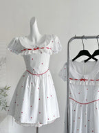 Sweet And Cute White Doll Collar Printed A-Line Short 16Th Birthday Homecoming Dresses