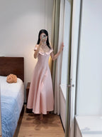 Sweet And Elegant Pink A-Line Off-Shoulder Satin Formal Prom Dresses