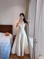 Sweet And Elegant Pink A-Line Off-Shoulder Satin Formal Prom Dresses