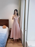 Sweet And Elegant Pink A-Line Off-Shoulder Satin Formal Prom Dresses