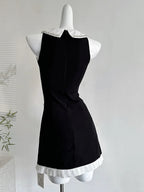 Sweet Black Baby Doll Collar Pearl Satin A-Line 17Th Birthday Homecoming Dresses