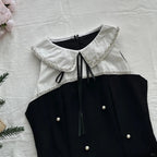 Sweet Black Baby Doll Collar Pearl Satin A-Line 17Th Birthday Homecoming Dresses
