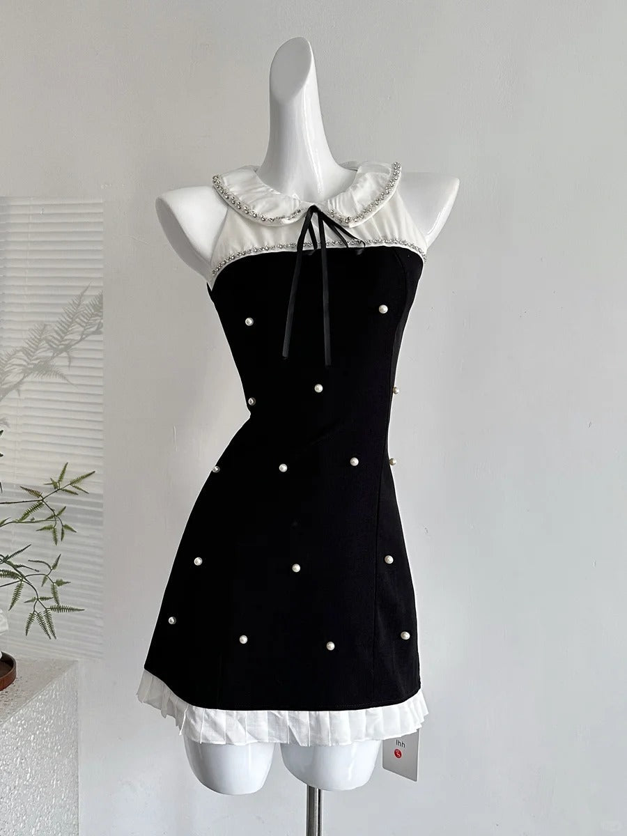 Sweet Black Baby Doll Collar Pearl Satin A-Line 17Th Birthday Homecoming Dresses Main image