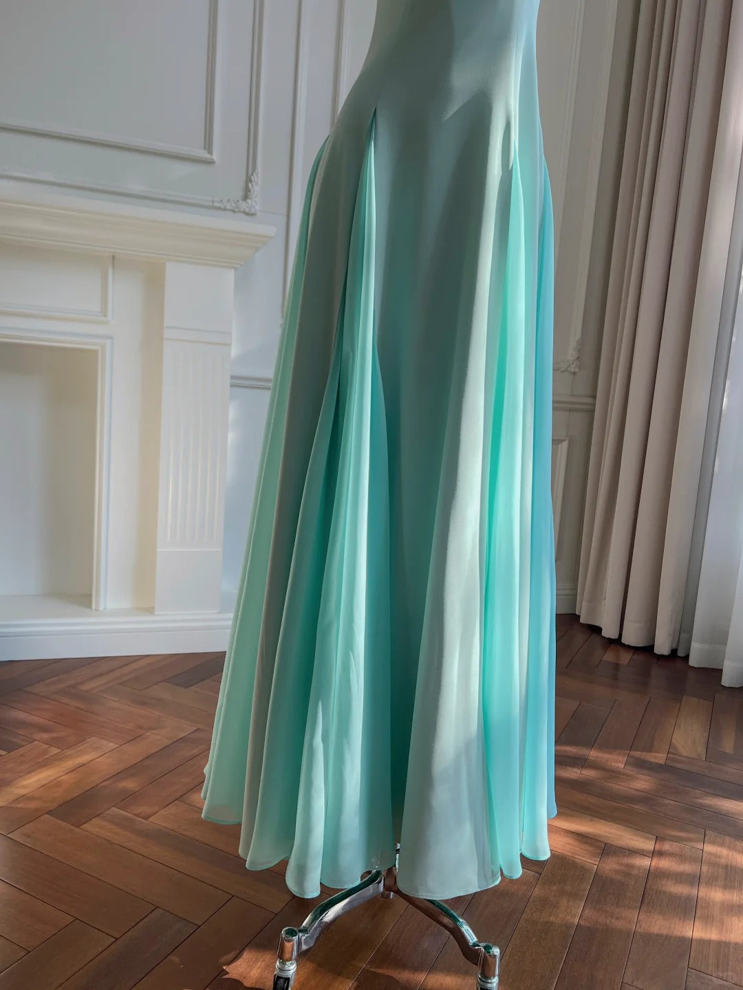 Sweet A-Line Strap Chiffon Long Formal Prom Dresses