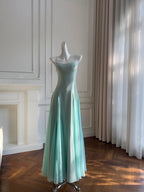 Sweet A-Line Strap Chiffon Long Formal Prom Dresses