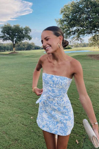 Sweet Blue Strapless Homecoming Dresses Short Party Dresses