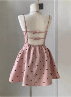 Sweet Bow Backless Pink Sling Puffy Birthday Dresses Homecoming Dresses