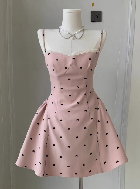 Sweet Bow Backless Pink Sling Puffy Birthday Dresses Homecoming Dresses