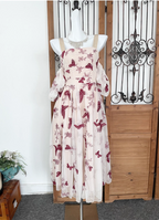 Sweet Butterfly Printed Strap Puff Sleeve Midi-Length Tulle Formal Prom Dresses