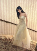 Sweet Cream Apricot A-Line Spaghetti Strap Lace Tulle Long Formal Prom Dresses