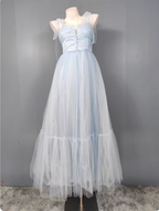 Sweet Green A-Line Tulle Long Formal Prom Dresses Bridesmaid Dresses