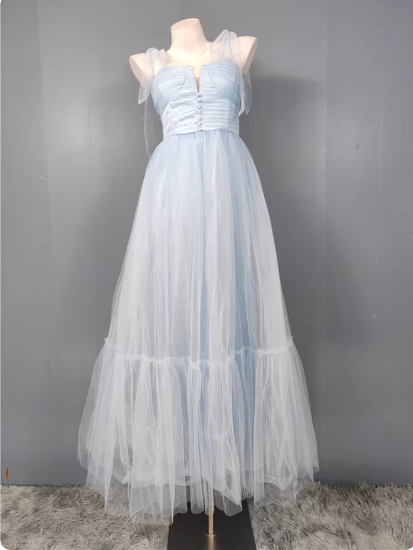 Sweet Green A-Line Tulle Long Formal Prom Dresses Bridesmaid Dresses