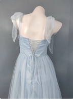 Sweet Green A-Line Tulle Long Formal Prom Dresses Bridesmaid Dresses