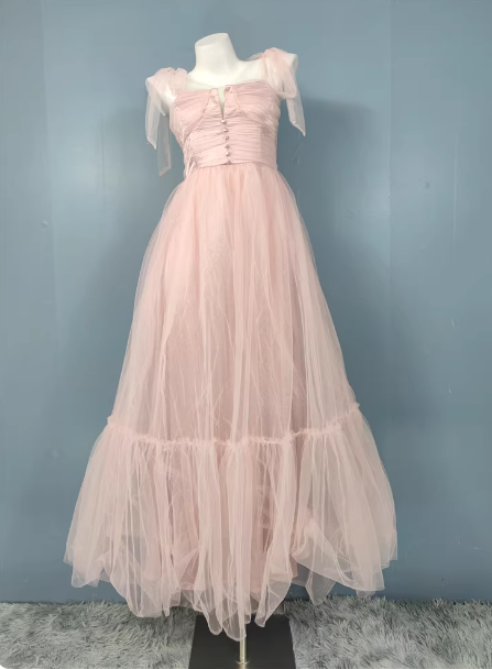 Sweet Green A-Line Tulle Long Formal Prom Dresses Bridesmaid Dresses