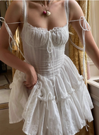 Sweet Lace White Waist Puffy Birthday Skirt Homecoming Dresses