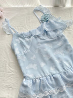 Sweet Light Blue Cake Skirt Multi-Layer Lace Chiffon Short 16Th Birthday Homecoming Dresses