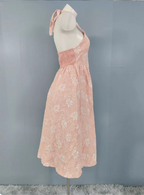 Sweet Pink A-Line Halter V-Neck Jacquard Formal Prom Dresses