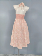 Sweet Pink A-Line Halter V-Neck Jacquard Formal Prom Dresses