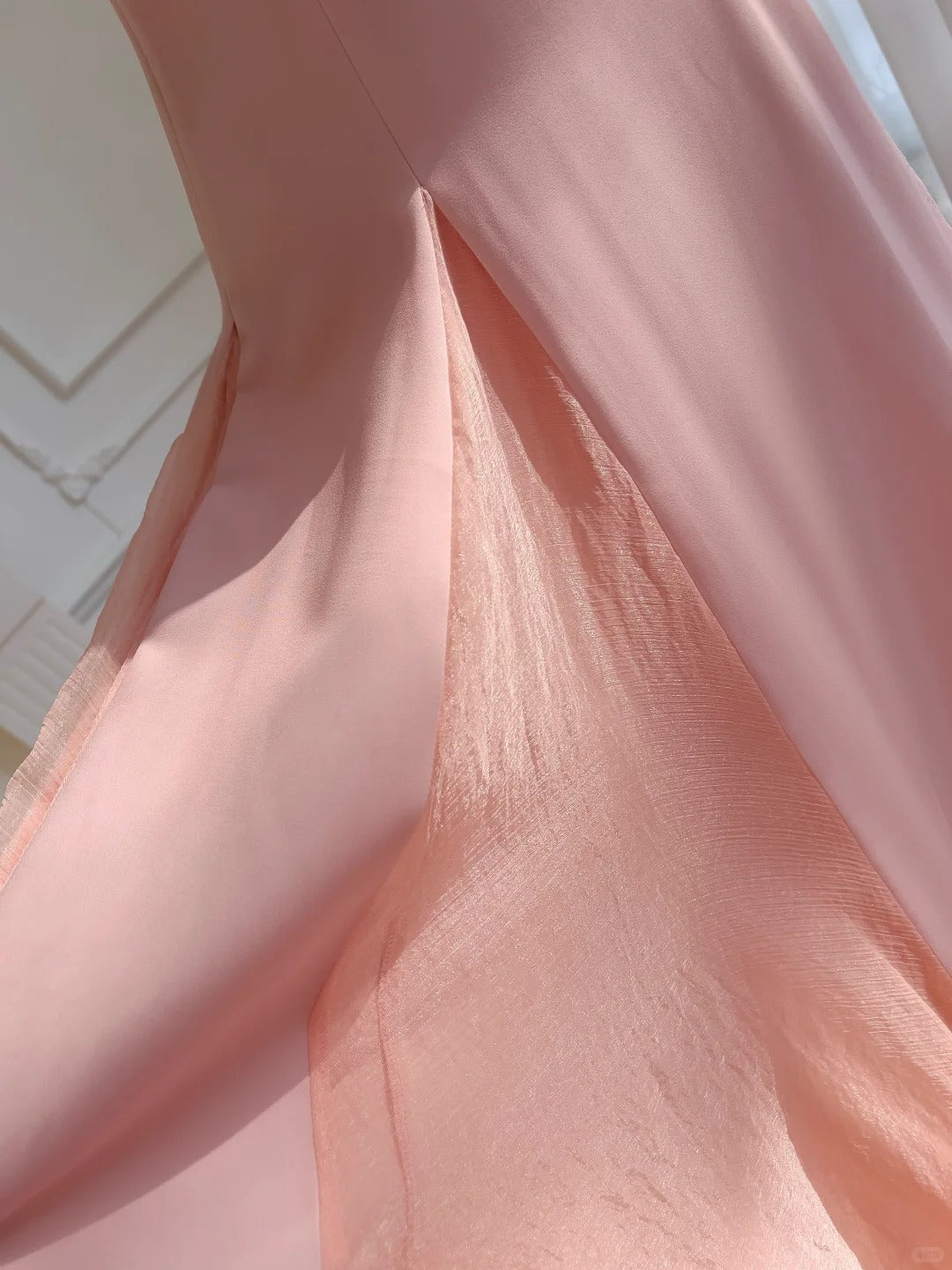 Sweet Pink A-Line Strap Chiffon Long Formal Prom Dresses