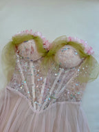 Sweet Pink A-Line Suspenders Sequined Tulle Long Formal Prom Dresses Bridesmaid Dresses