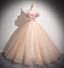 Sweet Pink Apricot One-Shoulder Tulle Long Ball Gown Prom Dresses Sweet 16 Dresses