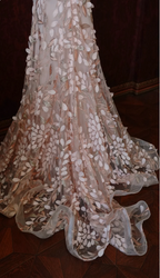 Sweet Pink Mermaid Sweetheart Neckline 3D Petal Tulle Long Formal Prom Dresses