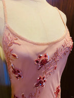 Sweet Pink Sequined Beaded Halter Chiffon Long Formal Prom Dresses