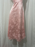 Sweet Pink Spaghetti Strap Embroidered Jacquard Satin Formal Prom Dresses