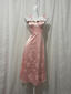 Sweet Pink Spaghetti Strap Embroidered Jacquard Satin Formal Prom Dresses