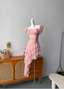 Sweet Pink Square Neck Ruffle Irregular Chiffon Long Formal Prom Dresses